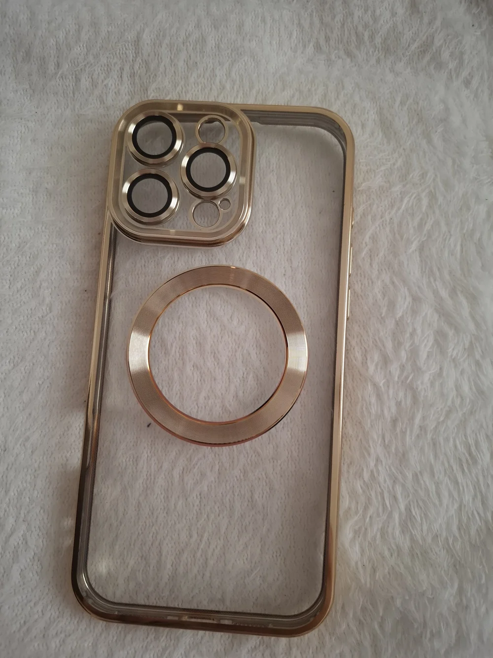 Gold Clear Magnetic iPhone Case with Camera Lens Protector
